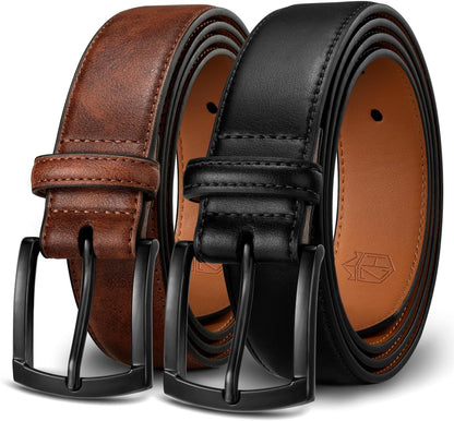 HOTZitahli Mens Belt 2 Pack - Men Leather Belt Design for Work Business and Casual Golf Jeans-Everyday Wear,Gifts for Men