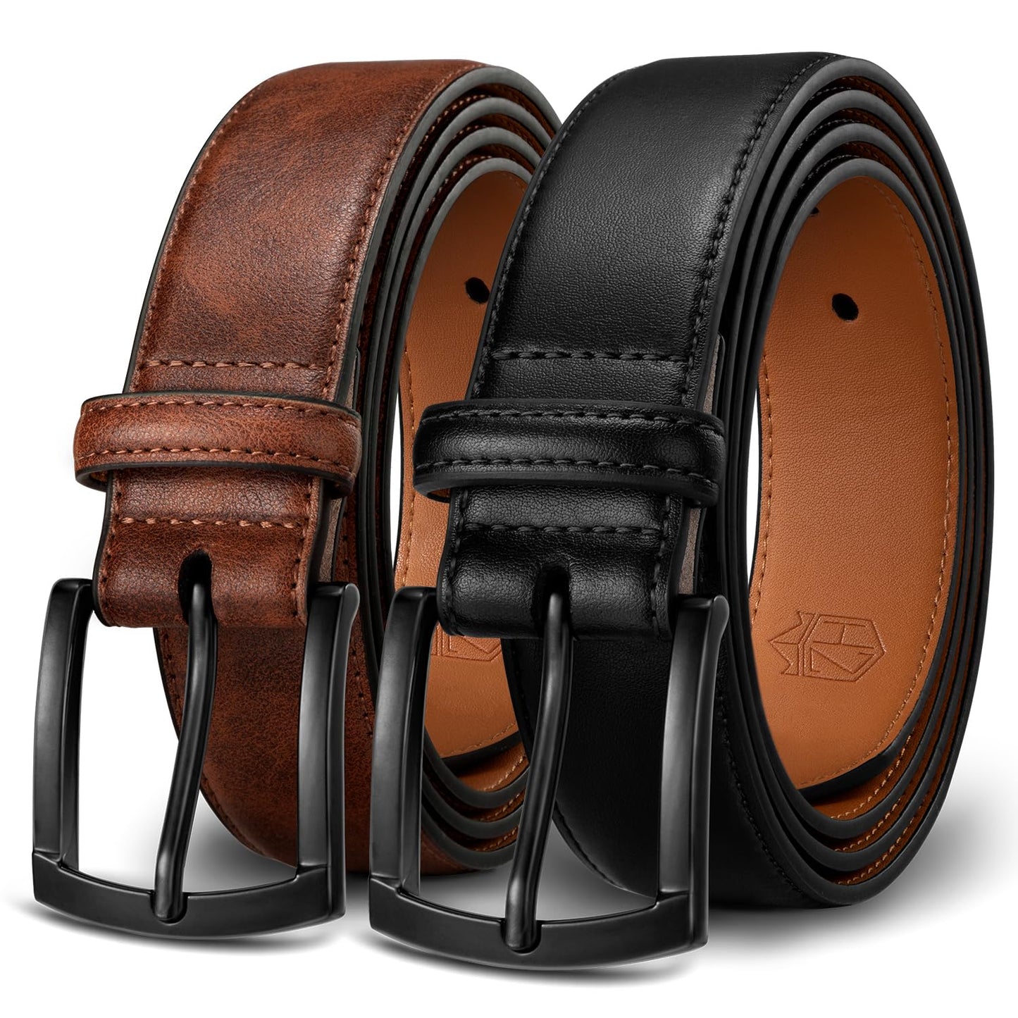 HOTZitahli Mens Belt 2 Pack - Men Leather Belt Design for Work Business and Casual Golf Jeans-Everyday Wear,Gifts for Men