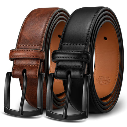 HOTZitahli Mens Belt 2 Pack - Men Leather Belt Design for Work Business and Casual Golf Jeans-Everyday Wear,Gifts for Men