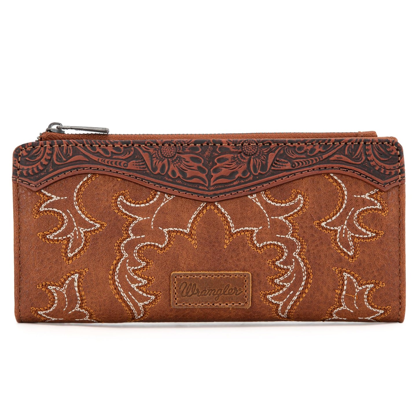 HOTWrangler Wristlet Wallets Western Wallet for Women Floral Tooled Womens Wallet Boot Stitch Purses | Tooled