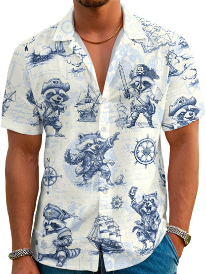 HOTDFZ Funny Hawaiian Shirts for Men Summer Beach Short Sleeve Button Down Shirt Theme Party Shirt