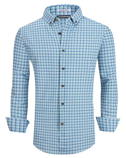 HOTAlex Vando Mens Wrinkle Free 4-Way Stretch Print Business Casual Shirt | Wrinkle resistant, Machine washable, Classic check Pattern, True-to-size cut, Business & Daily, Easy outfit pairing