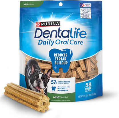 HOTDentaLife Daily Oral Care Dog Treats for Small Dogs 5-20 lbs., Chewy Dental Treat to Freshen Breath and Fight Tartar, Chicken Flavor, 17.1 oz., 58 Chews - 58 ct. Pouch