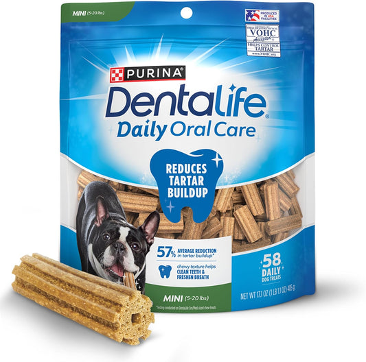 HOTDentaLife Daily Oral Care Dog Treats for Small Dogs 5-20 lbs., Chewy Dental Treat to Freshen Breath and Fight Tartar, Chicken Flavor, 17.1 oz., 58 Chews - 58 ct. Pouch