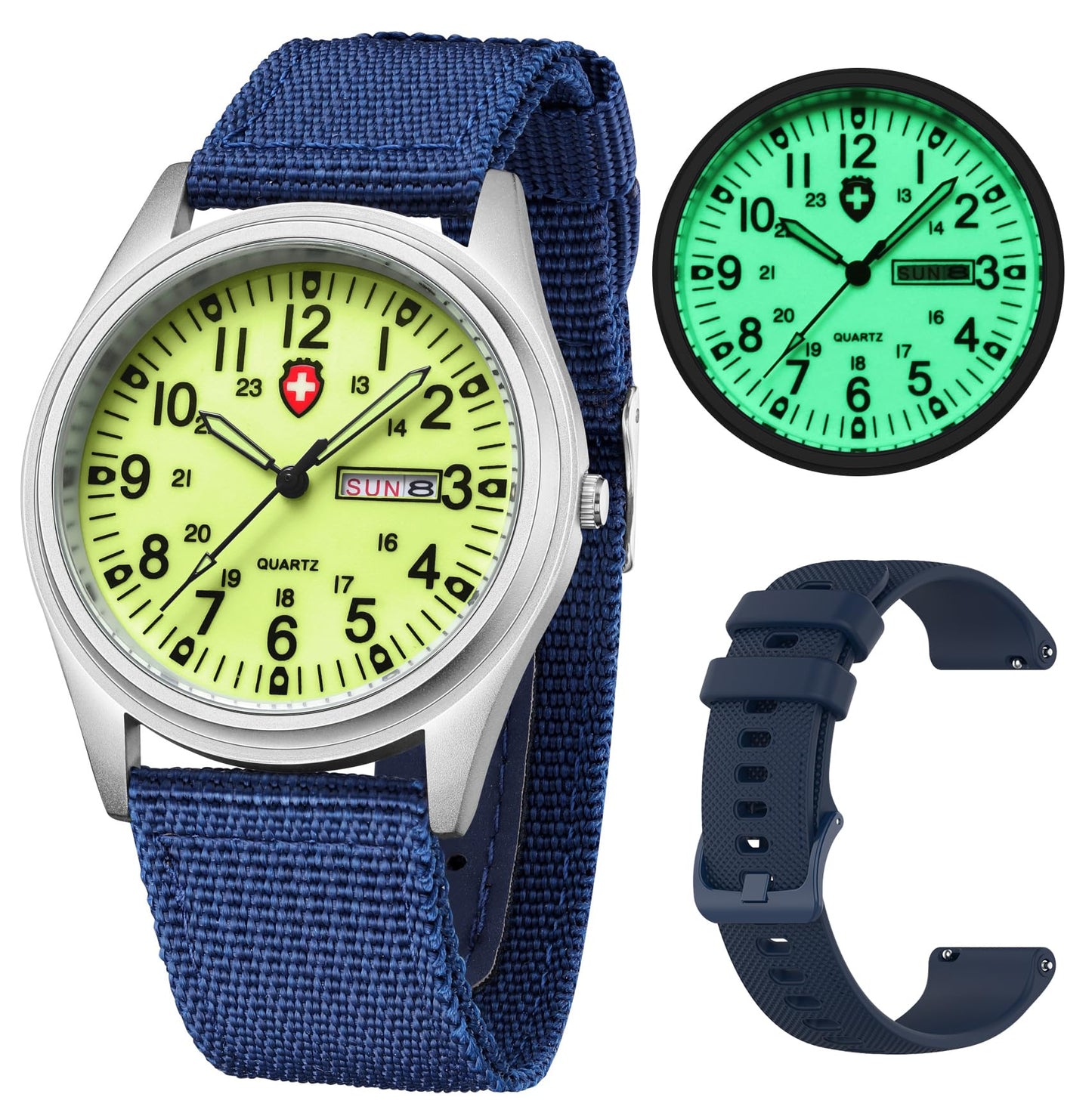 HOTGosasa Unisex Military Analog Field Watch with Nylon Strap, Luminous Easy Read Dial, Sport Tactical Casual Quartz Wristwatch, Daily Water Resistant