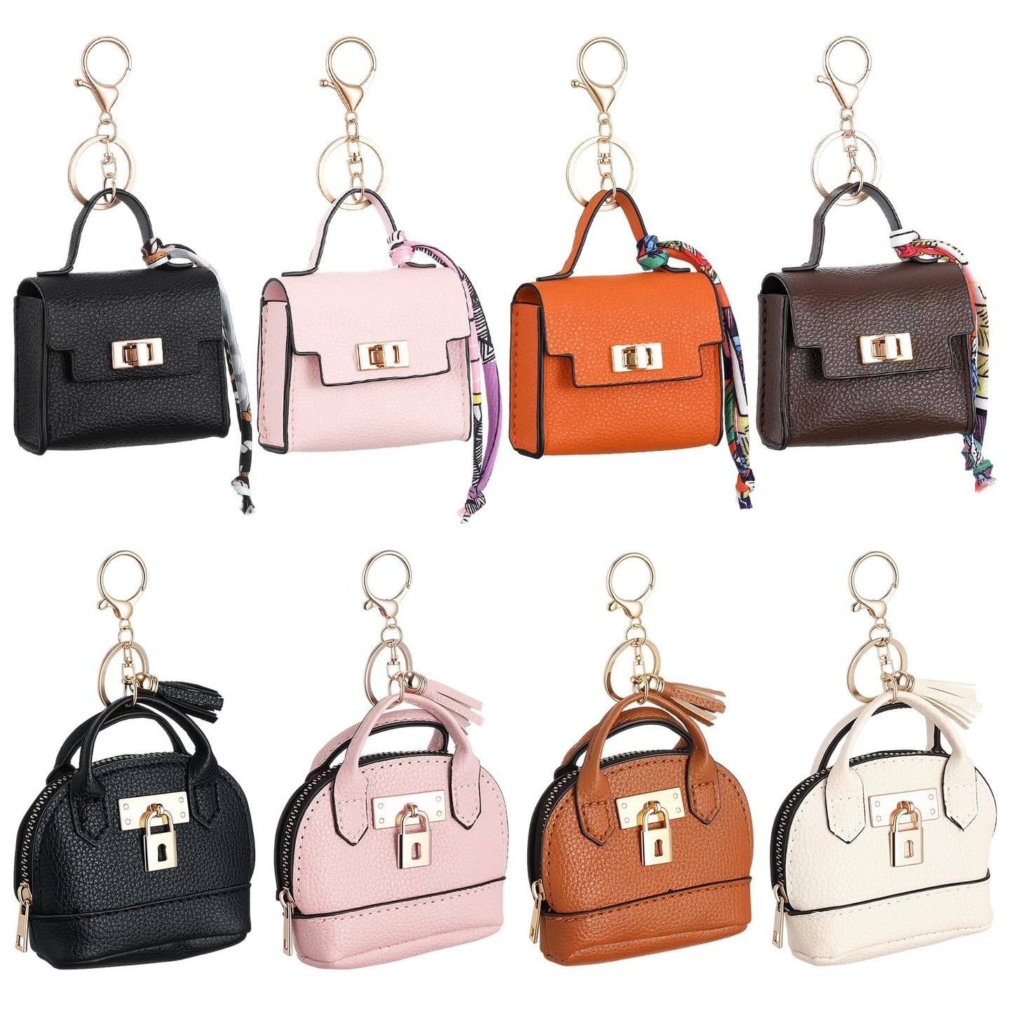 HOTHsei 12 Pcs Mini Backpack Keychain Small Coin Purses for Women Tiny Cute Makeup Bag with Keychain, Mini Pocket Tote Handbag Bag Charm Change Pouch Lipstick Card Holder Organizer Gift (Elegant)