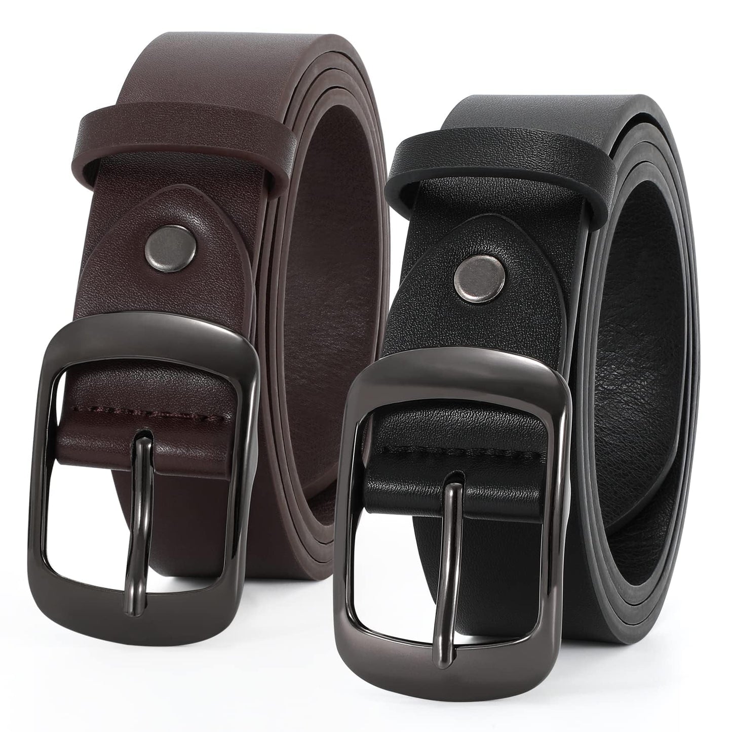 HOTVONMELLI 2 Packs Women Leather Belts for Jeans Fashion Leather Ladies Waist Belt