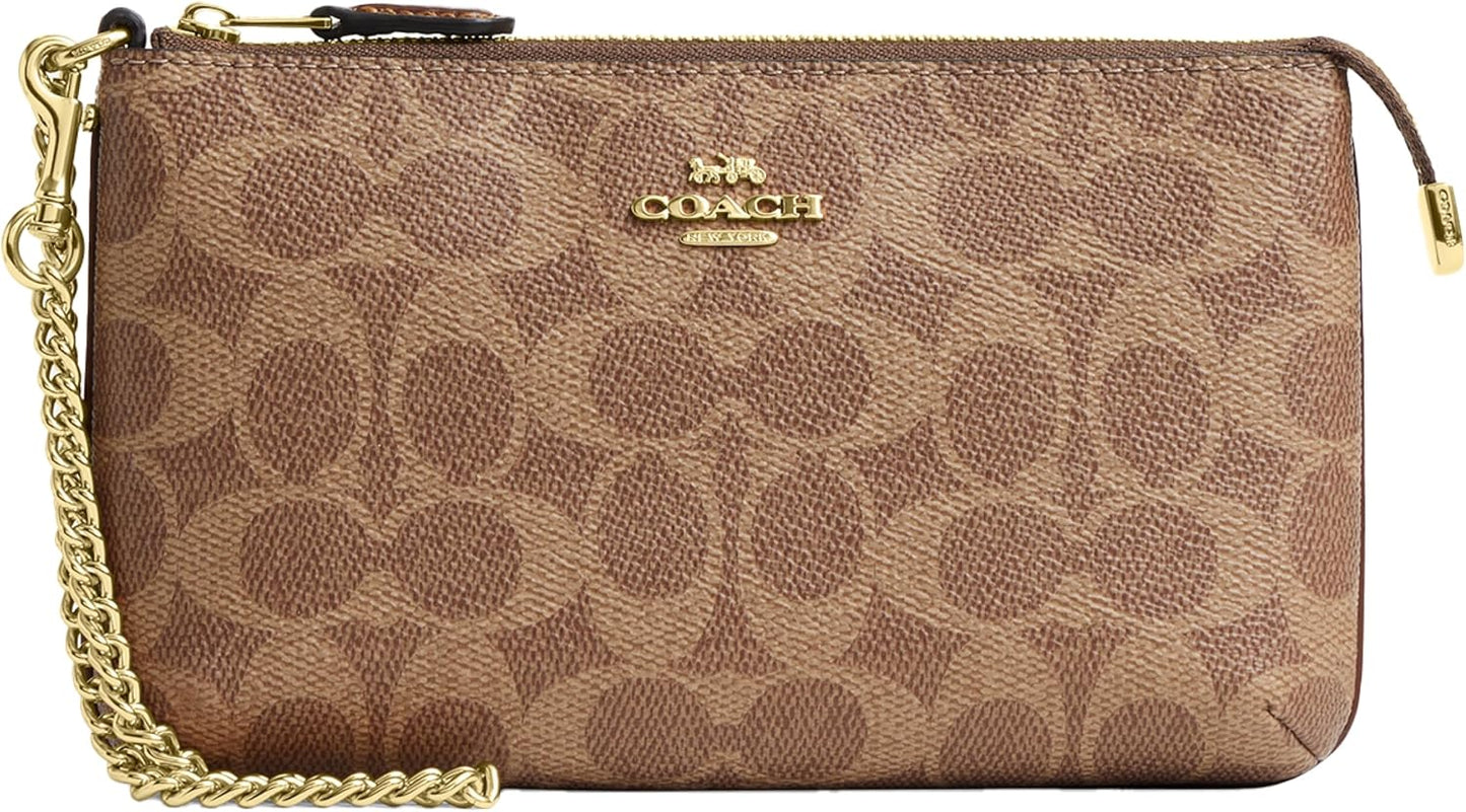HOTCoach Women's Crossgrain Leather Wristlet W Chain