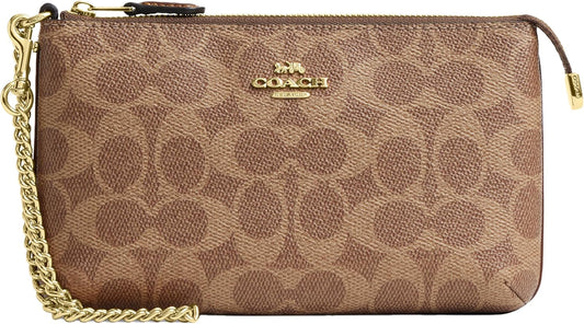 HOTCoach Women's Crossgrain Leather Wristlet W Chain