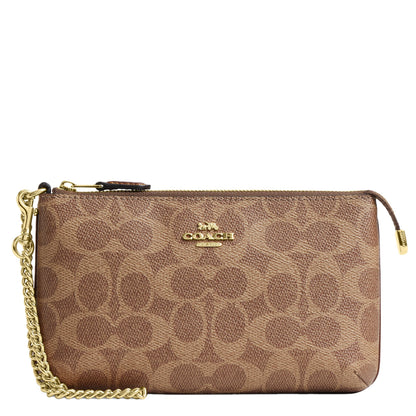 HOTCoach Women's Crossgrain Leather Wristlet W Chain