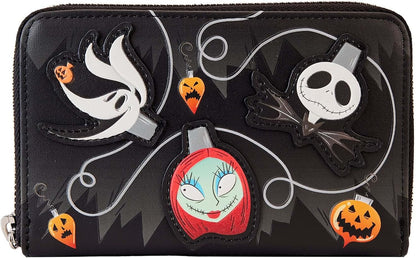 HOTLoungefly Nightmare Before Christmas Tree String Lights Glow Zip Around Wallet