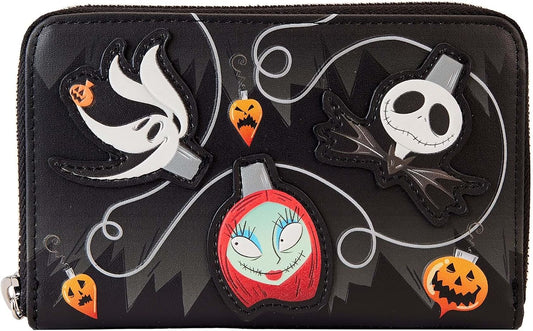 HOTLoungefly Nightmare Before Christmas Tree String Lights Glow Zip Around Wallet