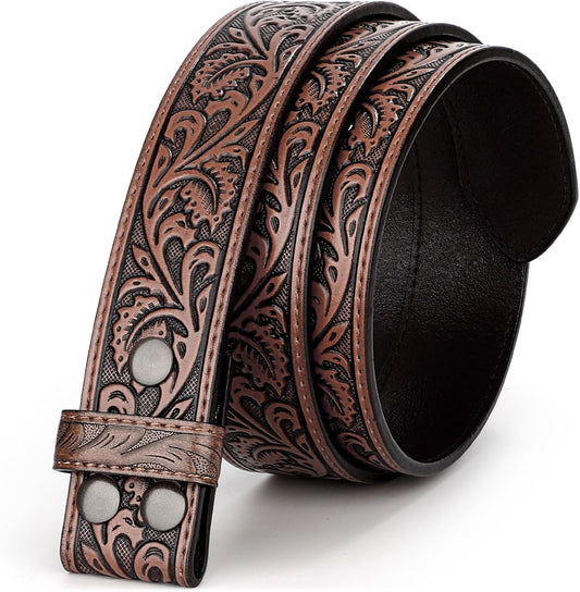 HOTBELTROAD Western Leather Belt Strap for Men Women Cowboy Cowgirl Leather Mens Belts for Jeans Birthday Christmas Belt Gifts