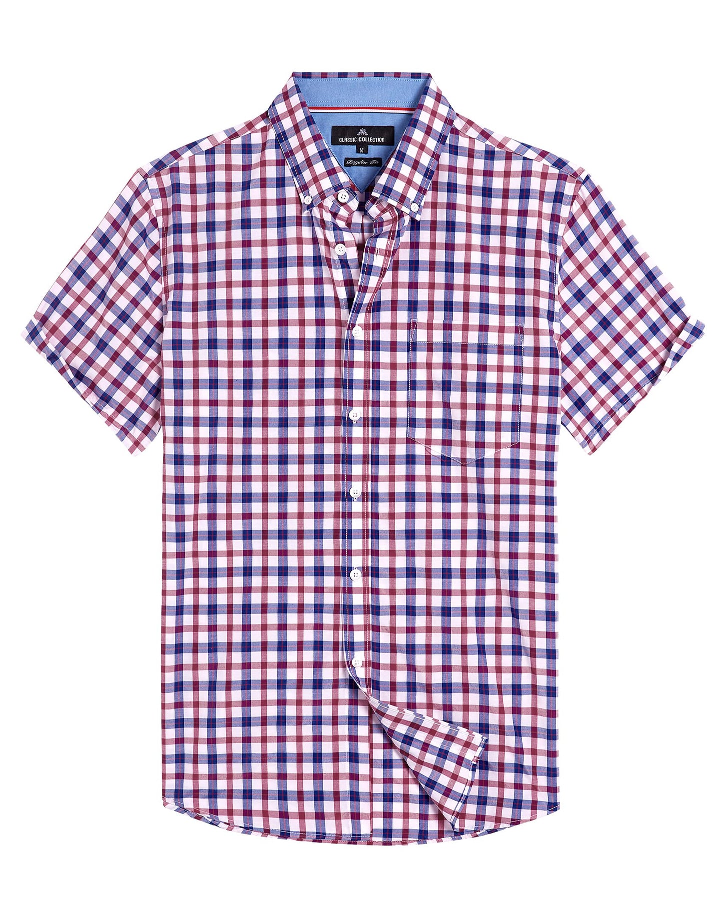 HOTAlimens & Gentle Plaid Mens Short Sleeve Button Down Shirts with Pocket | Lightweight,Button-Down Collar,Regular Fit,Excellent Colors,Breathable,Casual,Cotton Blend,Easy Care