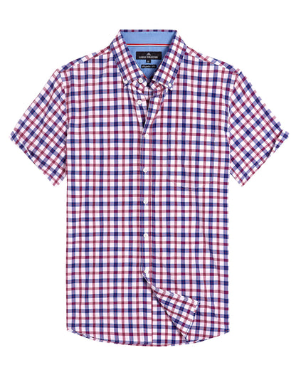 HOTAlimens & Gentle Plaid Mens Short Sleeve Button Down Shirts with Pocket | Lightweight,Button-Down Collar,Regular Fit,Excellent Colors,Breathable,Casual,Cotton Blend,Easy Care