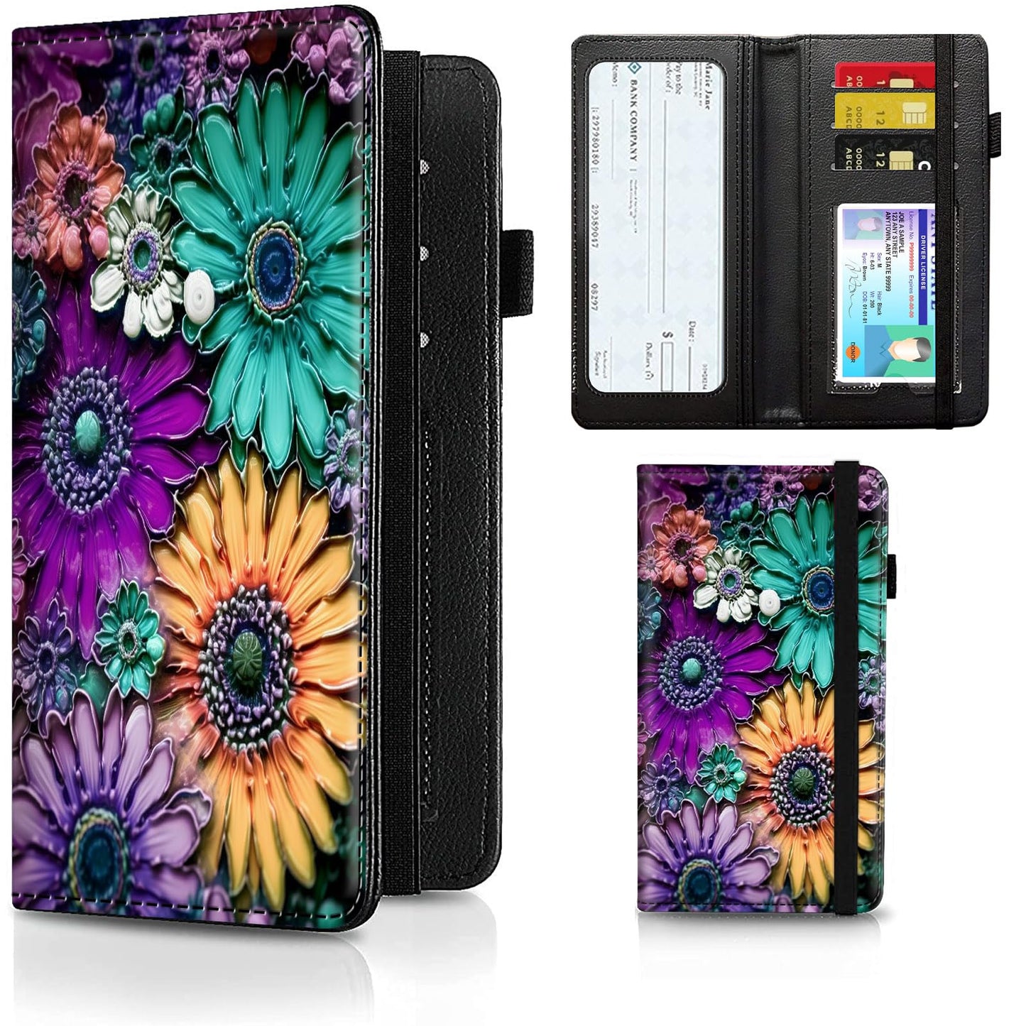 HOTCheckbook Cover for Men Women PU Leather Slim Check Book Holder Covers Wallet Case with Card Slots Duplicate Checks Card Pen Holder with RFID Blocking & Elastic Strap,Cute A Cat