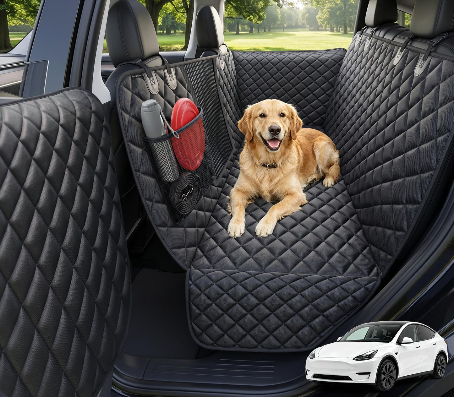 HOTURPOWER Dog Car Seat Cover for Pets 100% Waterproof Seat Cover Hammock 600D Heavy Duty Scratch Proof Nonslip Durable Soft Back Seat Covers for Cars and SUVs
