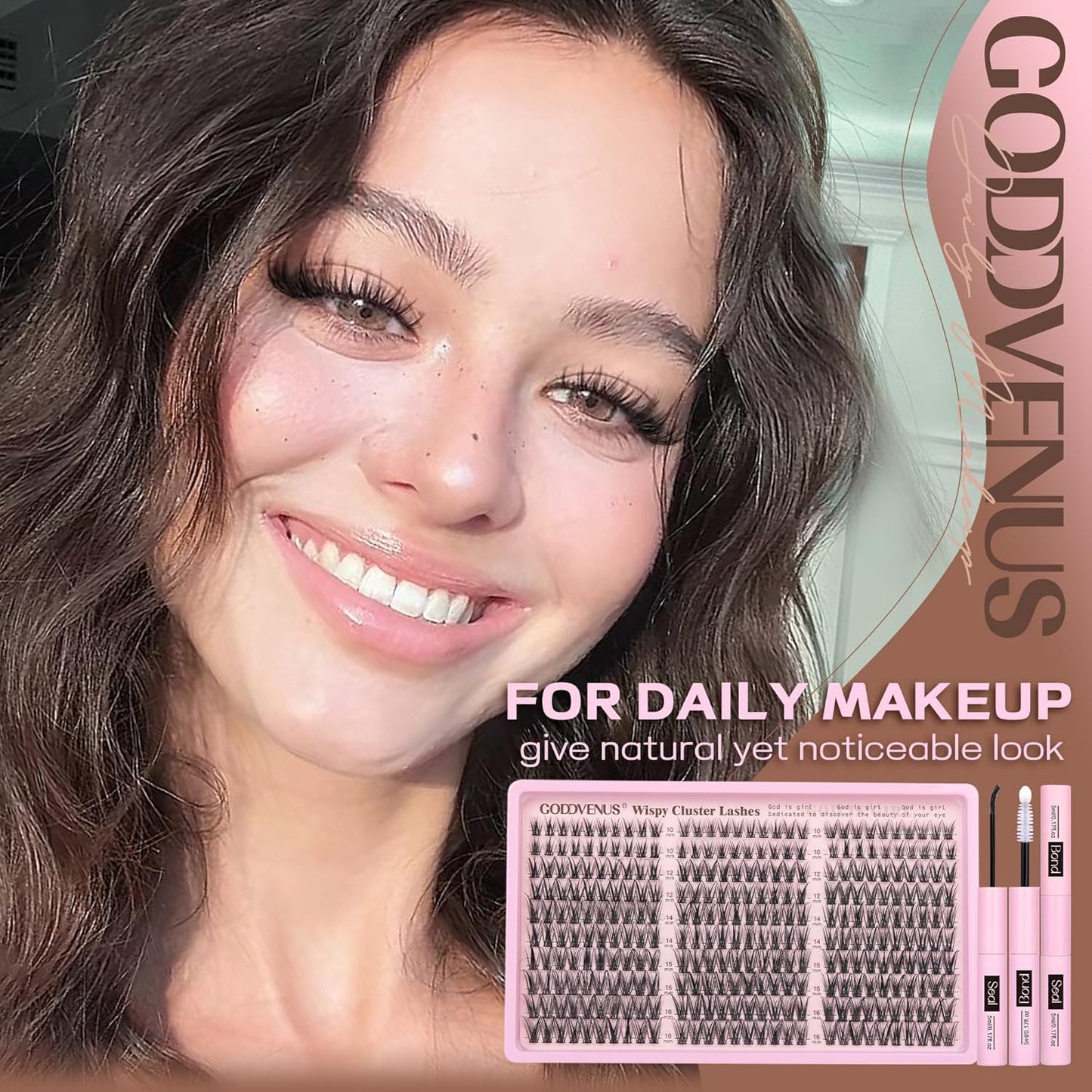 HOTGoddvenus Lash Clusters Kit Wispy Eyelash Clusters Lashes Natural DIY Lash Extension Kit 10-16mm Cluster Eyelash Extensions Kit 300pcs C Curl Individual Lashes Cluster Eyelash (No Tweezers)