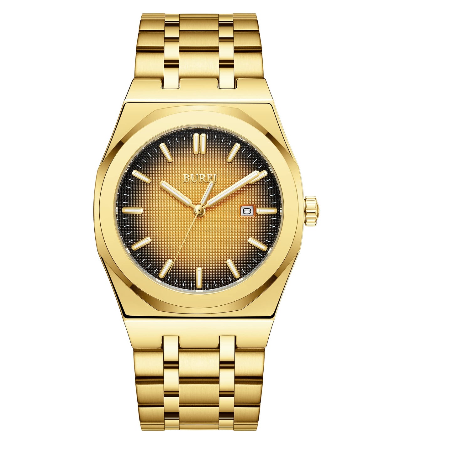 HOTBUREI Men Watches Gifts for Men Fashion Stainless Steel Analog Quartz Waterproof Watches for Mens