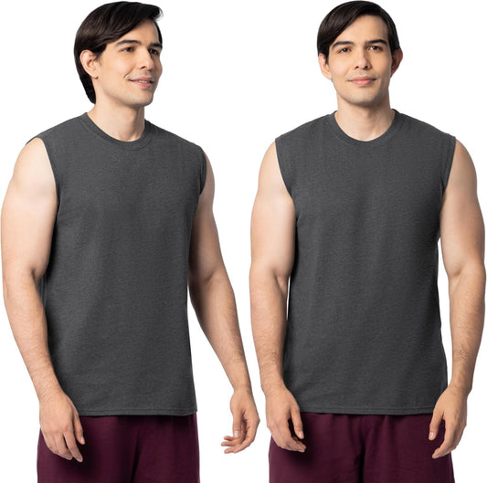 HOTFruit of the Loom Men's Eversoft Cotton Sleeveless T Shirts, Breathable & Moisture Wicking with Odor Control, Sizes S-4X