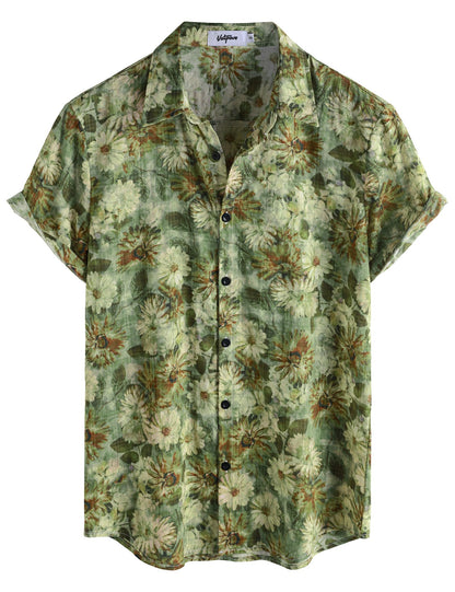 HOTVATPAVE Mens Casual Short Sleeve Button Down Shirts Regular Fit Hawaiian Summer Shirt