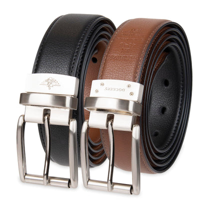 HOTDOCKERS Men's Two-in-one Reversible Rotative Buckle Everyday Casual Dress Belt (Regular and Big & Tall Sizing)