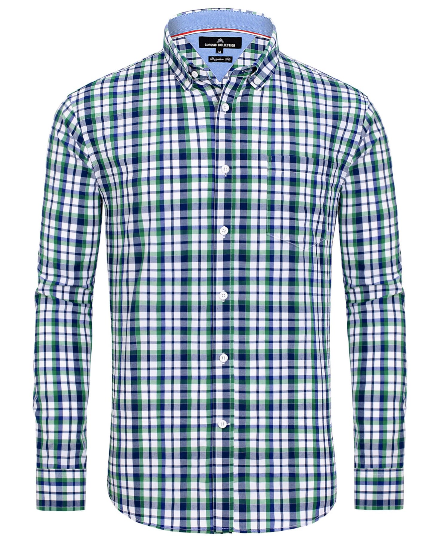 HOTAlimens & Gentle Men's Plaid Button Down Shirts Cotton Long Sleeve Dress Shirts Regular Fit Gingham Shirts