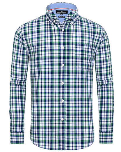 HOTAlimens & Gentle Men's Plaid Button Down Shirts Cotton Long Sleeve Dress Shirts Regular Fit Gingham Shirts