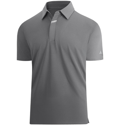 HOTEsabel.C Jacquard Golf Shirts for Men Dry Fit Short Sleeve Collared Polo | Moisture Wicking, Athletic Fit, 4-Way Stretch for Comfort, Wrinkle Free, Lightweight, Ideal for Golf, Casual & Work Wear