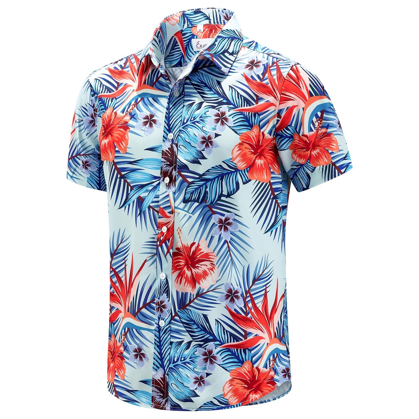HOTEUOW Men's Hawaiian Shirt Short Sleeve Printed Button Down Beach Shirts