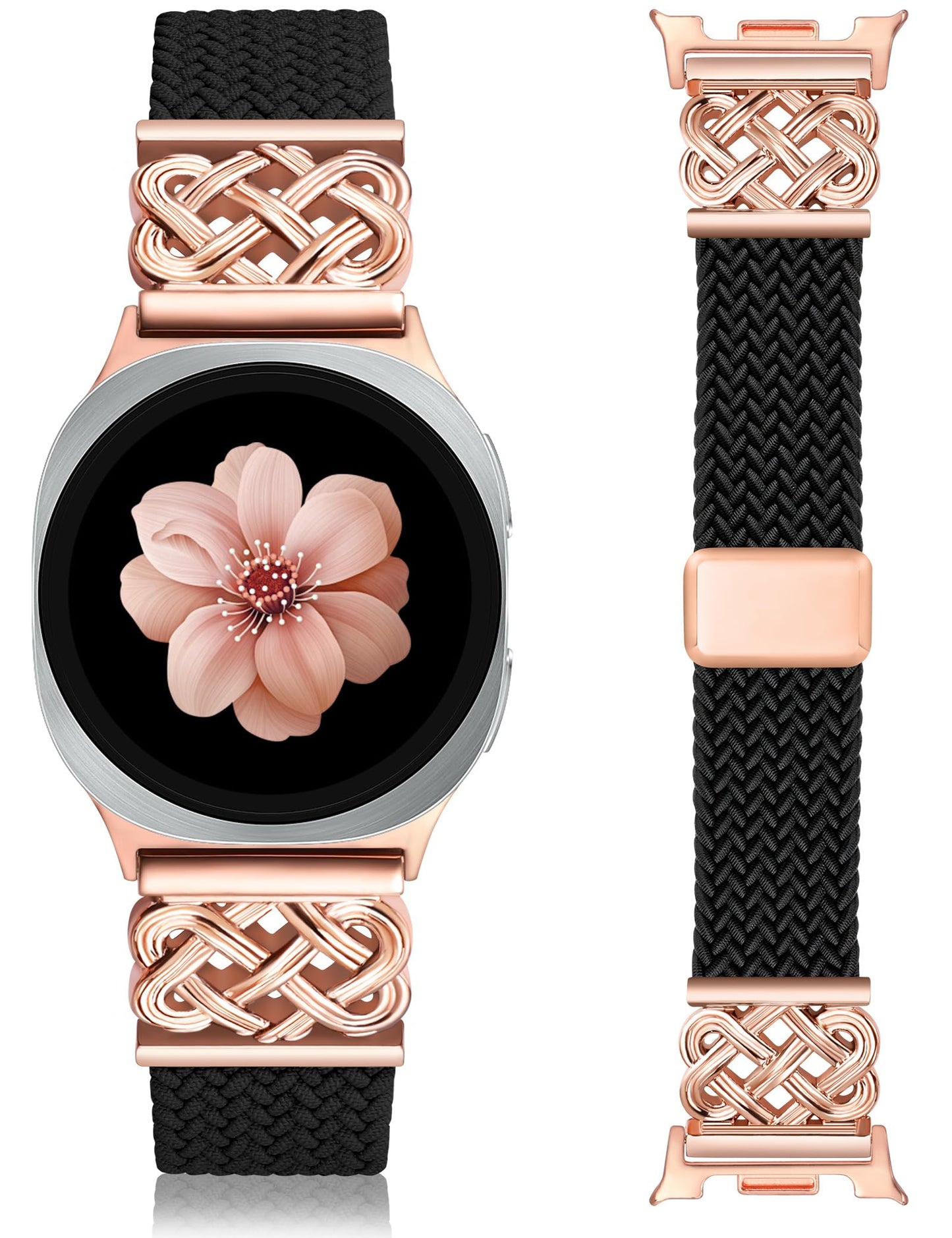 HOTBraided Magnetic Band Compatible with Samsung Galaxy Watch 8 40mm 44mm/8 Classic 46mm Women Men, Celtic Metal Stretchy Elastic Dressy Nylon Bracelet Strap, No for Galaxy Ultra/7/6/5/4/3/2/1
