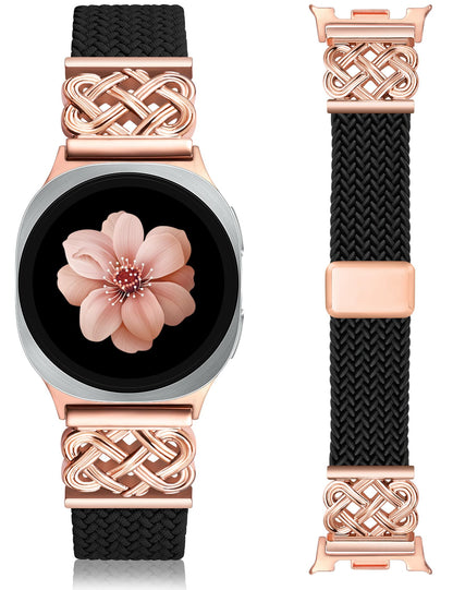HOTBraided Magnetic Band Compatible with Samsung Galaxy Watch 8 40mm 44mm/8 Classic 46mm Women Men, Celtic Metal Stretchy Elastic Dressy Nylon Bracelet Strap, No for Galaxy Ultra/7/6/5/4/3/2/1