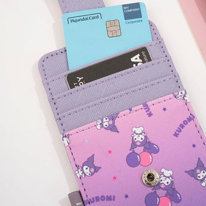 HOTSlim Kitty Friends RFID Blocking Credit Cards Holder Wallet Japanese Cute Characters with Window ID Slot (Kuromi's Purple)