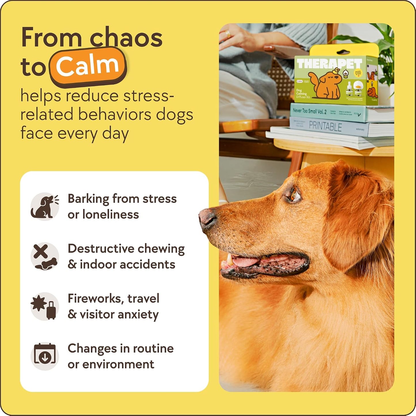 HOTTheraPetMD 60-Day Dog Calming Diffuser Kit - Dog Pheromone Diffuser for Stress, Destructive Behavior, Pee Accidents, Separation Anxiety, Barking, Aggression & Chewing - 60-Day Refills Included