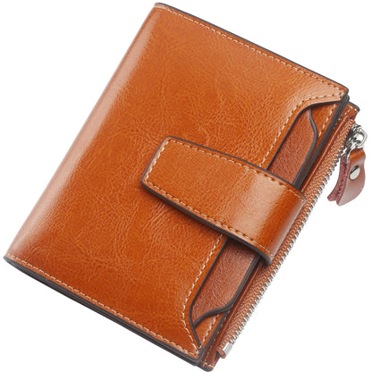 HOTLavemi Small Compact Women Wallet RFID Blocking Genuine Leather Bifold Purse with ID Windows