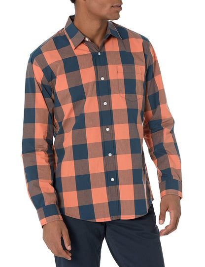 HOTAmazon Essentials Men's Regular-Fit Long-Sleeve Casual Poplin Shirt, Button Front, Business Casual, Collared