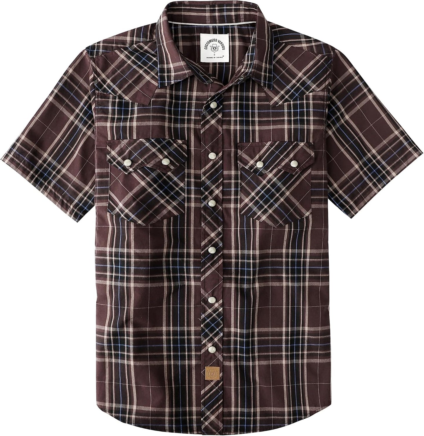 HOTDubinik® Pearl Snap Western Shirts for Men Short Sleeve Cowboy Men's Casual Shirt with 2 Sawtooth Pocket Vintage