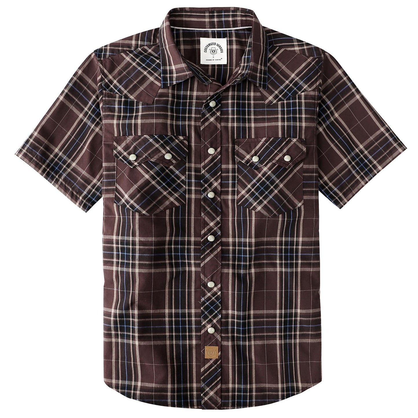 HOTDubinik® Pearl Snap Western Shirts for Men Short Sleeve Cowboy Men's Casual Shirt with 2 Sawtooth Pocket Vintage