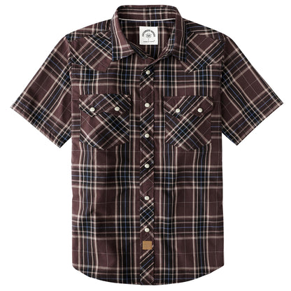 HOTDubinik® Pearl Snap Western Shirts for Men Short Sleeve Cowboy Men's Casual Shirt with 2 Sawtooth Pocket Vintage