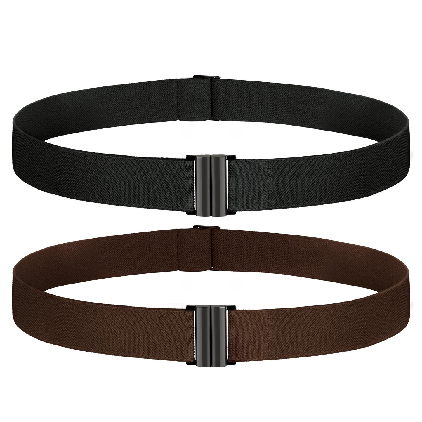 HOTTOURZOO No Show Invisible Belt for Women/Men Elastic Web Strap Waist Stretch Belt with Flat Buckle for Jeans Pants Dresses