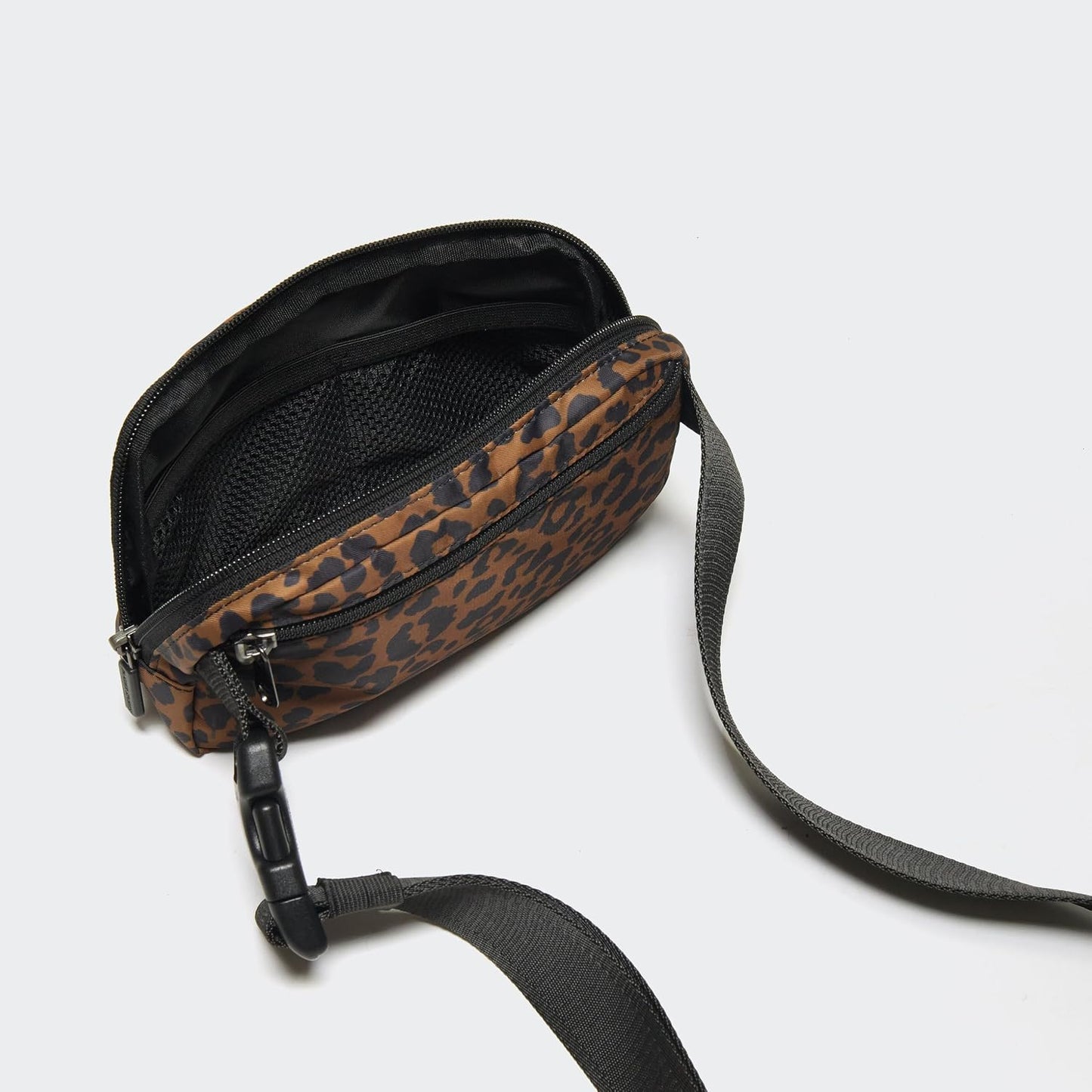 HOTPander Two Way Zipper Fanny Pack Nylon Everywhere Belt Bag for Women, Water Repellent Waist Packs, Crossbody Bags with Adjustable Strap (Midnight Leopard)