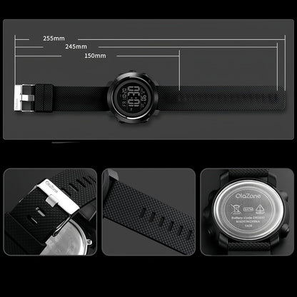 HOTOLAZONE Men Digital Watch Sports Waterproof Military Back Light Small Watch for Men Black