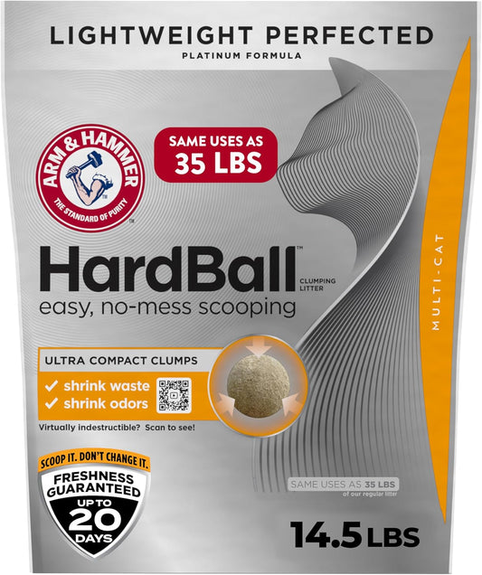 HOTARM & Hammer Hardball Clumping Cat Litter, Garden Bloom, 14.5 Lbs | Lightweight 5-in-1, 24/7 Odor Control, Easy Clean Up, Non-Clay Formula, 99.9% Dust-Free, Multi-Cat