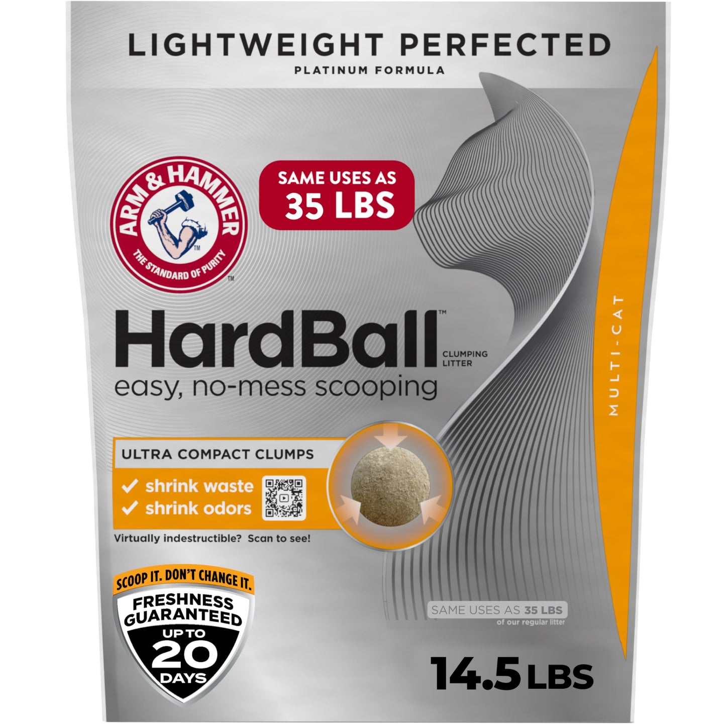 HOTARM & Hammer Hardball Clumping Cat Litter, Garden Bloom, 14.5 Lbs | Lightweight 5-in-1, 24/7 Odor Control, Easy Clean Up, Non-Clay Formula, 99.9% Dust-Free, Multi-Cat