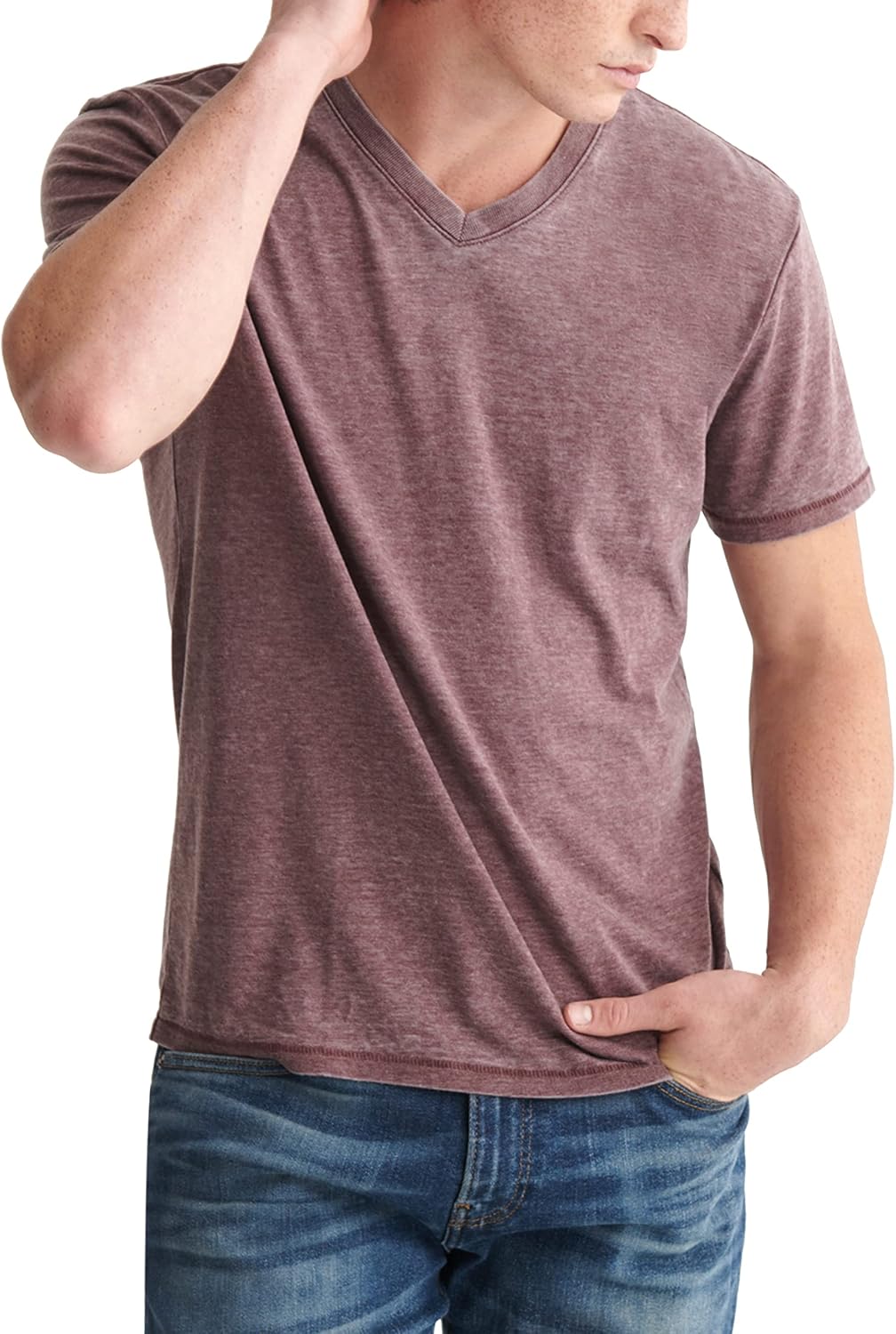 HOTLucky Brand Men's Venice Burnout V Neck Tee
