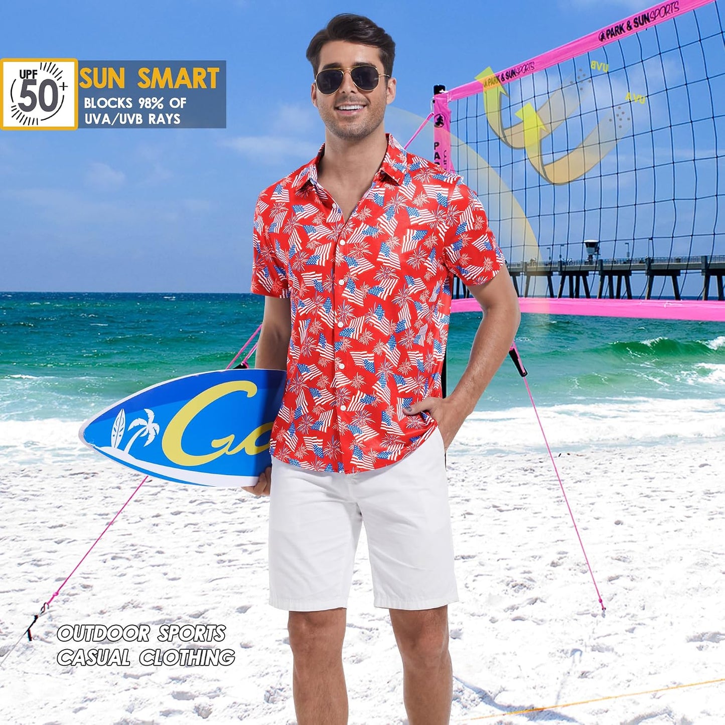 HOTFT FENTENG Mens Hawaiian Shirts Regular Fit Short Sleeve Casual Button Down Summer Tropical Beach Shirts