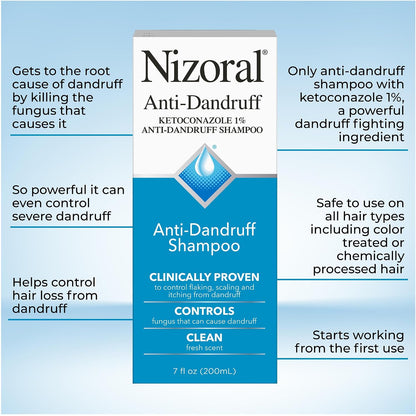 HOTNizoral Anti-Dandruff Shampoo with 1% Ketoconazole, Fresh Scent, 7 Fl Oz