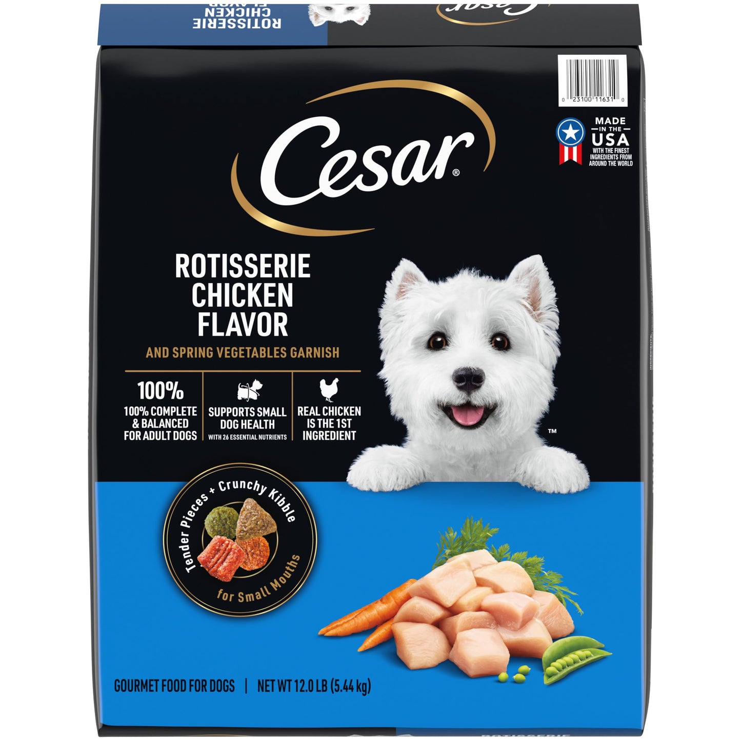 HOTCesar Small Breed Dry Dog Food, Filet Mignon & Spring Vegetables, 12 lb | Made in USA, Real beef #1 ingredient, 26 essential nutrients, supports small breed health, no artificial flavors