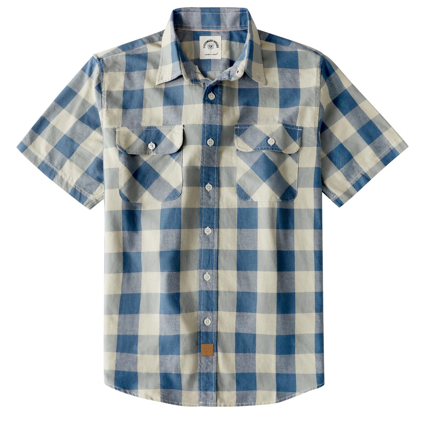 HOTDubinik® Mens Short Sleeve Button Down Shirts 100% Cotton Plaid Men's Casual Button-Down Shirts with Pocket
