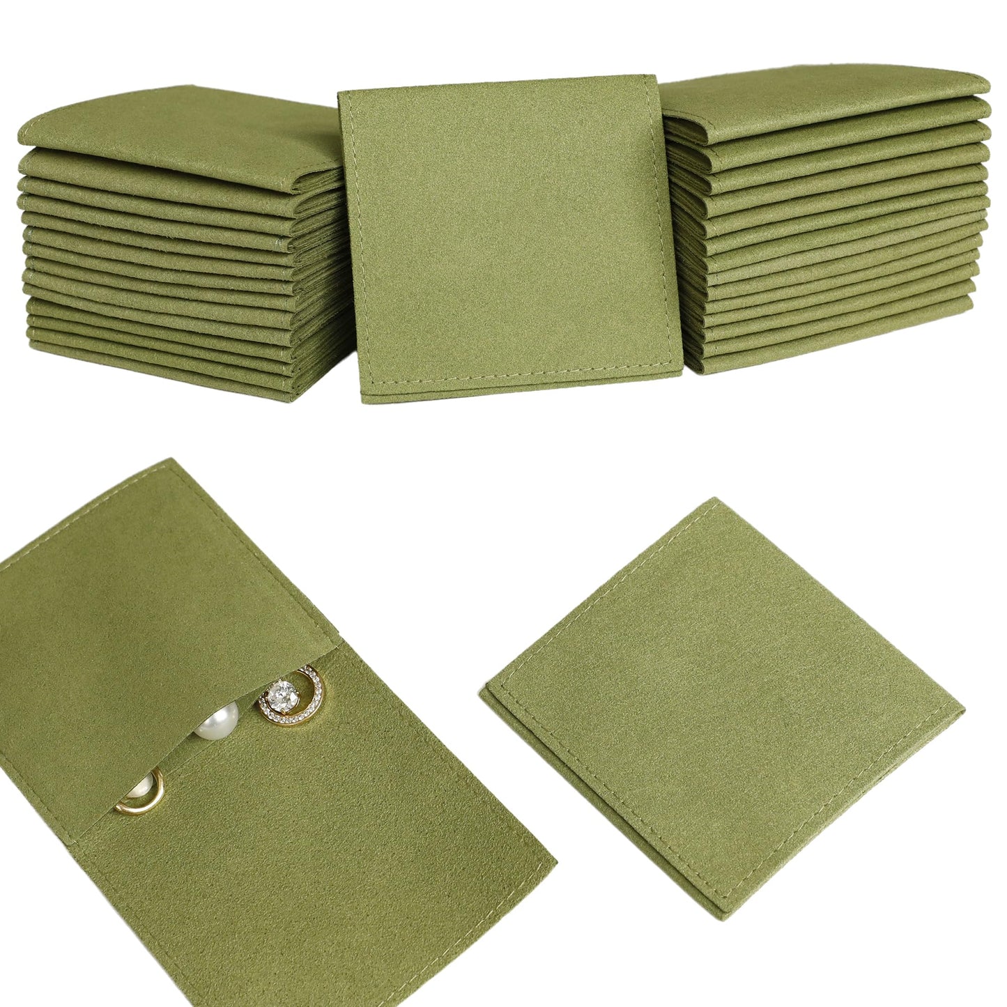 HOT40pcs Black Microfiber Jewelry Pouch 8 x 8cm Jewelry Packaging Bag Envelope Style Luxury Small Favor Bags Jewelry Gift Bags for Earrings Necklaces Bracelet Ring